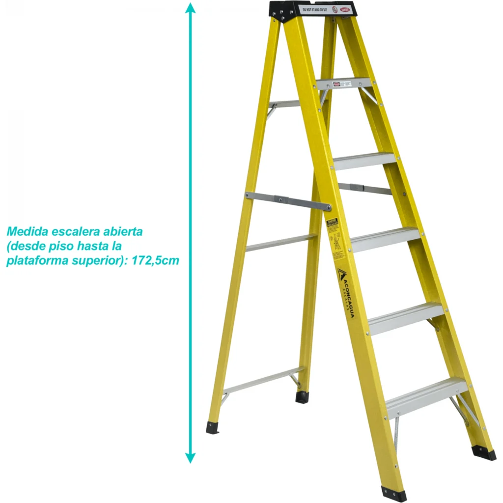 Imagen 3 de 1,7mt 140kg Tijera Fibra de Vidrio 6-Peldano Escalera 1.73mt Escala