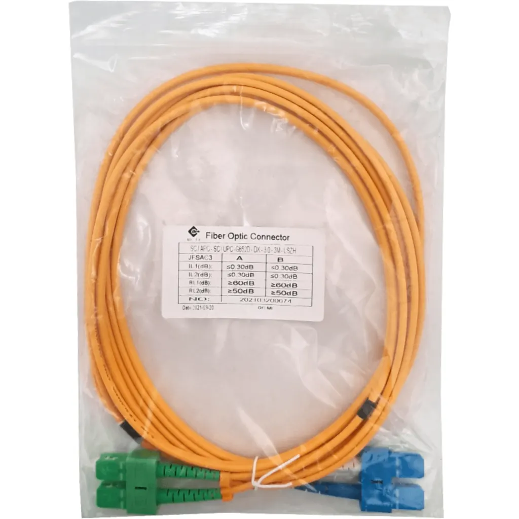 3mt SC/APC-SC/UPC MonoModo SM Duplex Jumper Cable Fibra 3mm