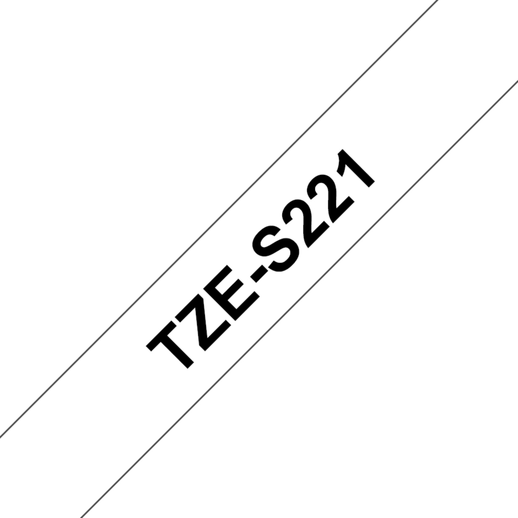 Cinta Adhesiva Brother TZE-S221 9mm Negra sobre Blanco