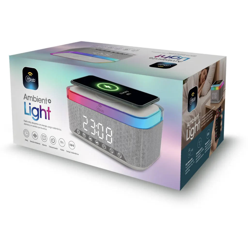 Imagen 7 de MLAB PARLANTE RADIO RELOJ CON CARGA INALAMBRICA AMBIENT LIGHT