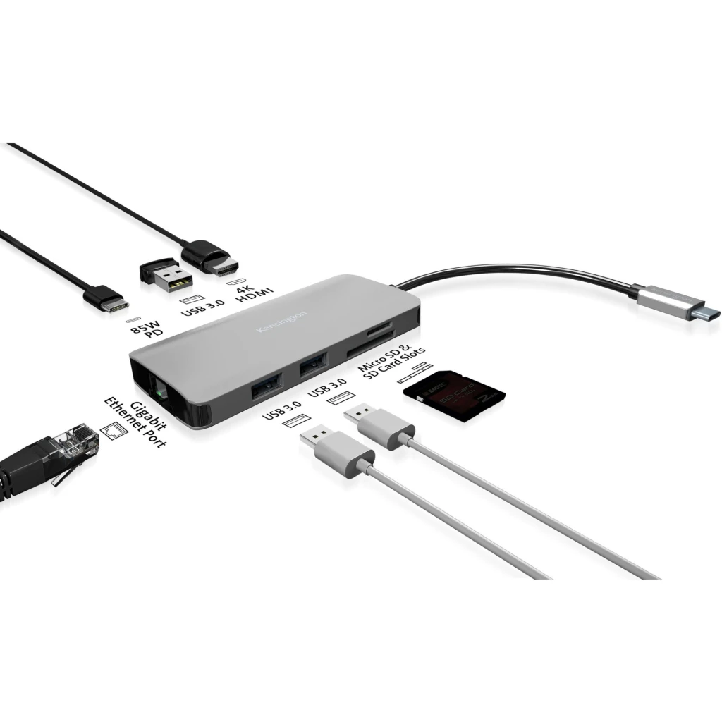 Imagen 4 de Docking Station Kensington UH1400P USB-C 8en1 4K, LAN 4*USB USB-C HDMI SD