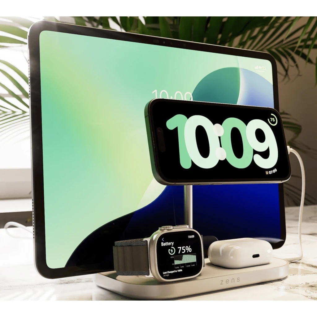 Imagen 7 de Base de Carga Inalámbrica Zens 4 en 1 15W USB-C Soporte iPad MagSage Qi2 60W
