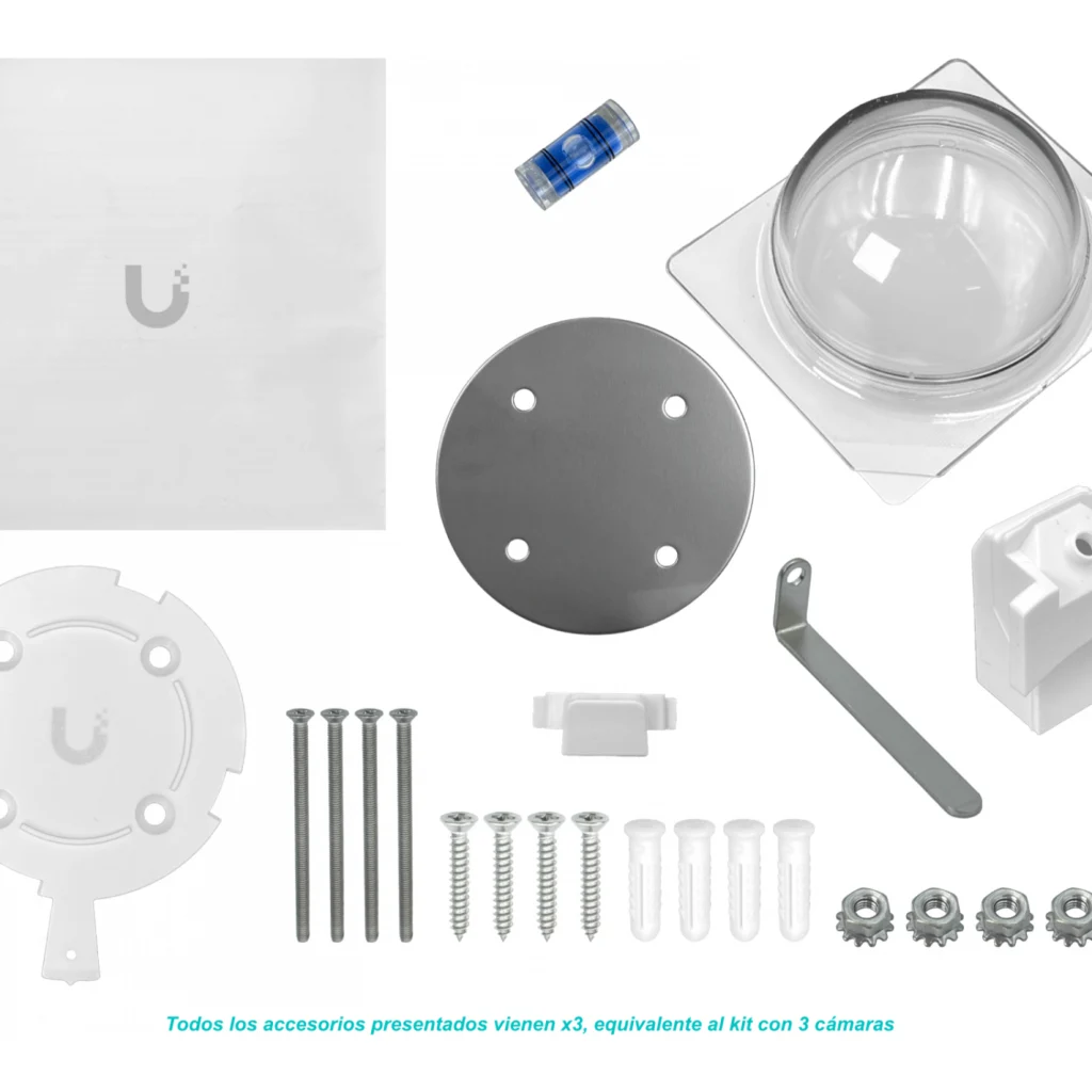 Imagen 1 de UniFi Protect Camera Interior/Exterior Pack 3   2K (4MP, 9 m IR, AI Detection, 2-way Audio, Ultra-Wide, Vandal-Resistant) Req:U-PoE