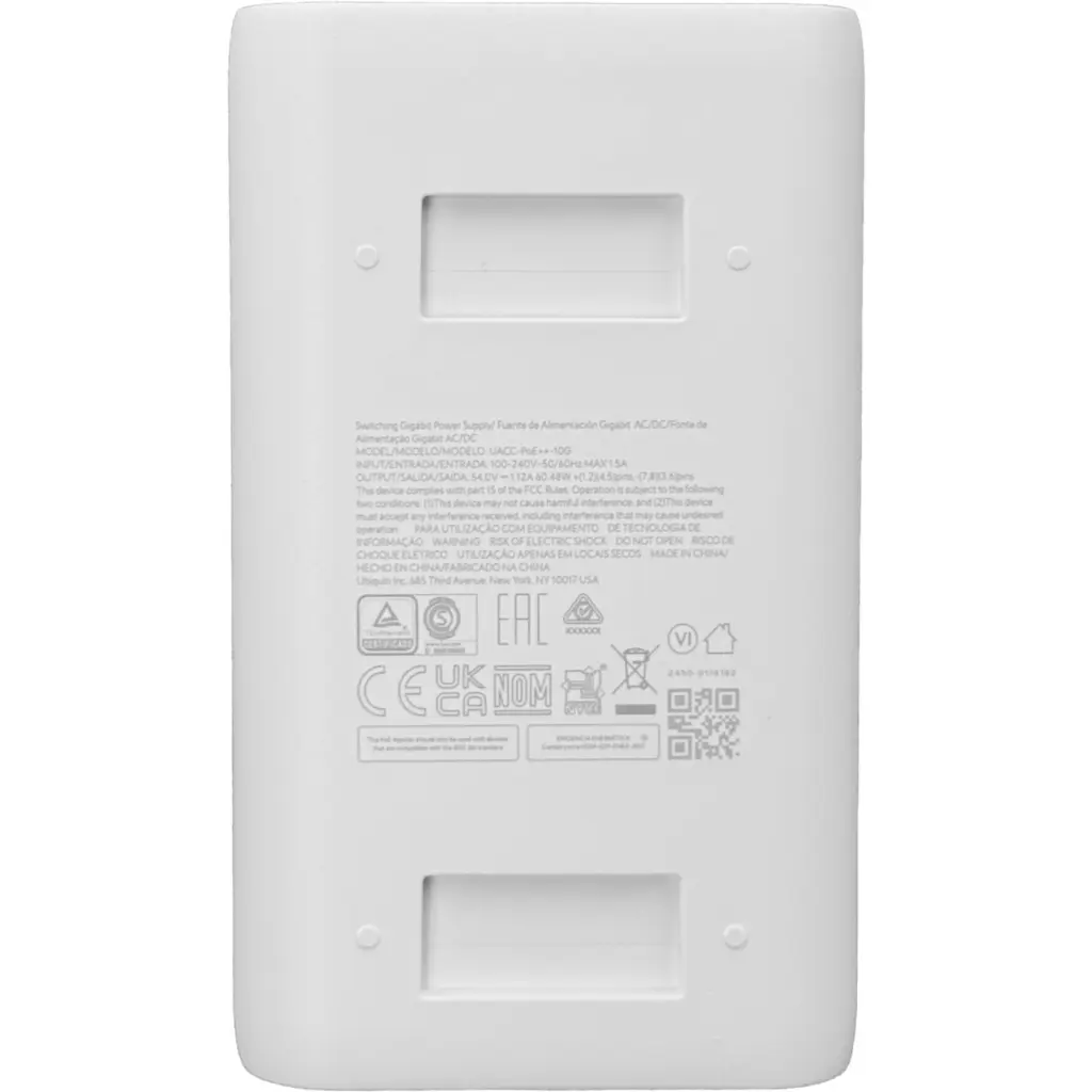 Imagen 1 de UBIQUITI 10Gbps 54VDC 60W inyector PoE 1,12A 802.3bt 100-240VAC