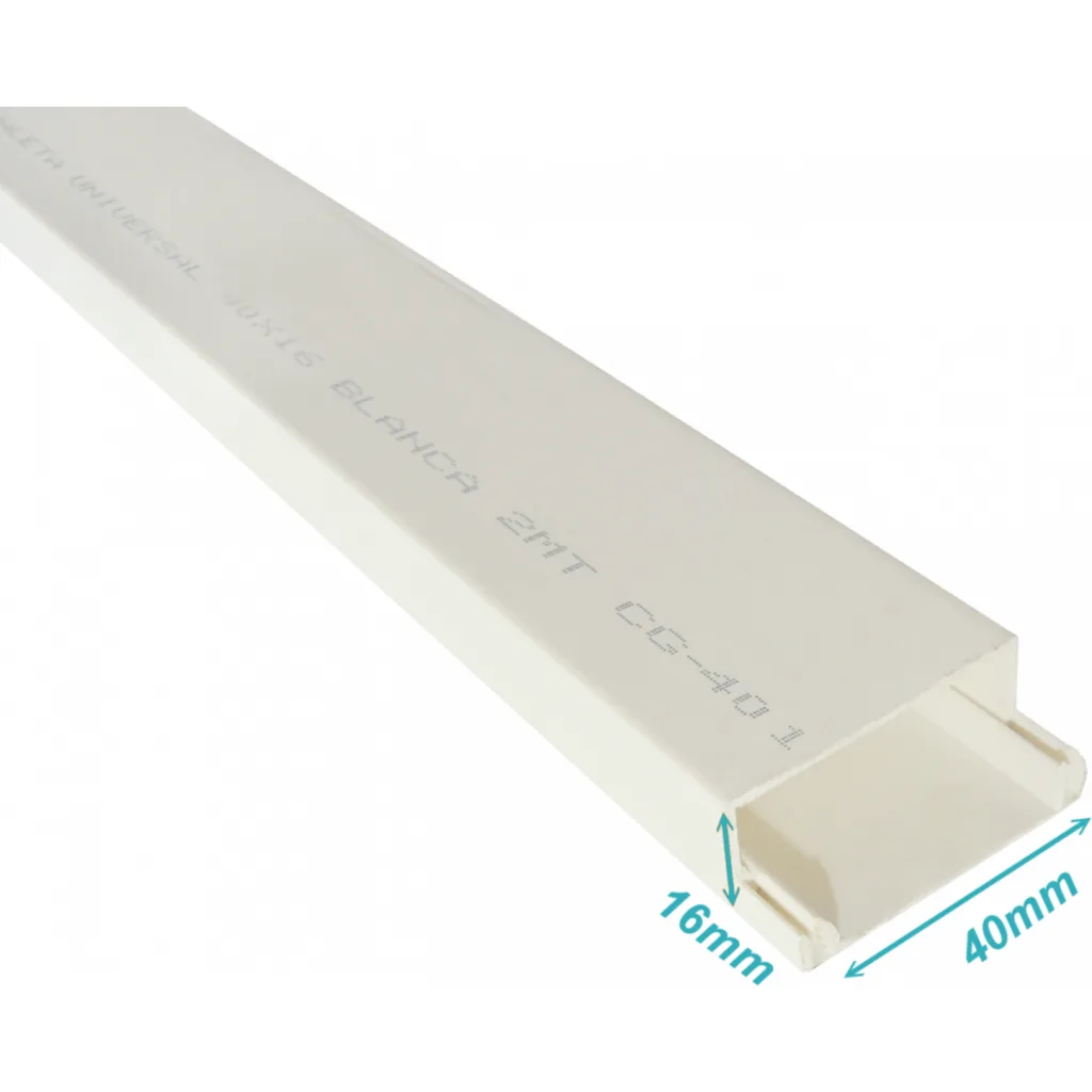 LINKCHIP Canaleta PVC 40x16mm con-Tapa 2mt CC-4016-W.