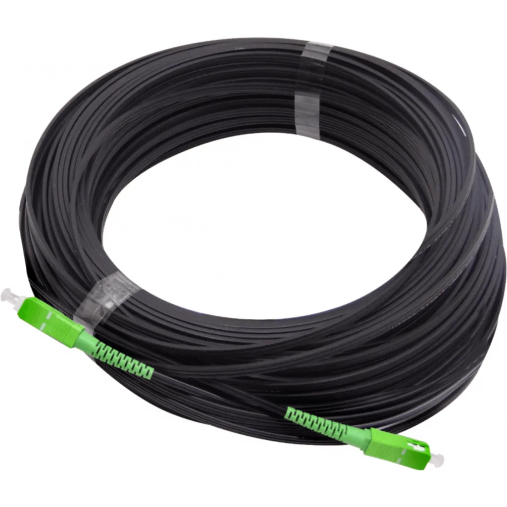 Imagen 1 de Negro Drop-Port 50mt SC/APC MonoModo SM SX Jumper Cable Fibra G652D