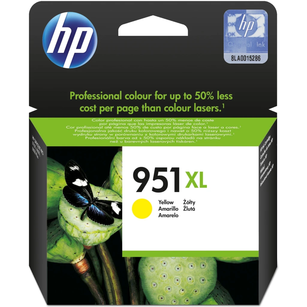 Cartridge HP 951XL Yellow  para Impresoras Officejet Pro 8610/8620, 1500 Pag 7pl