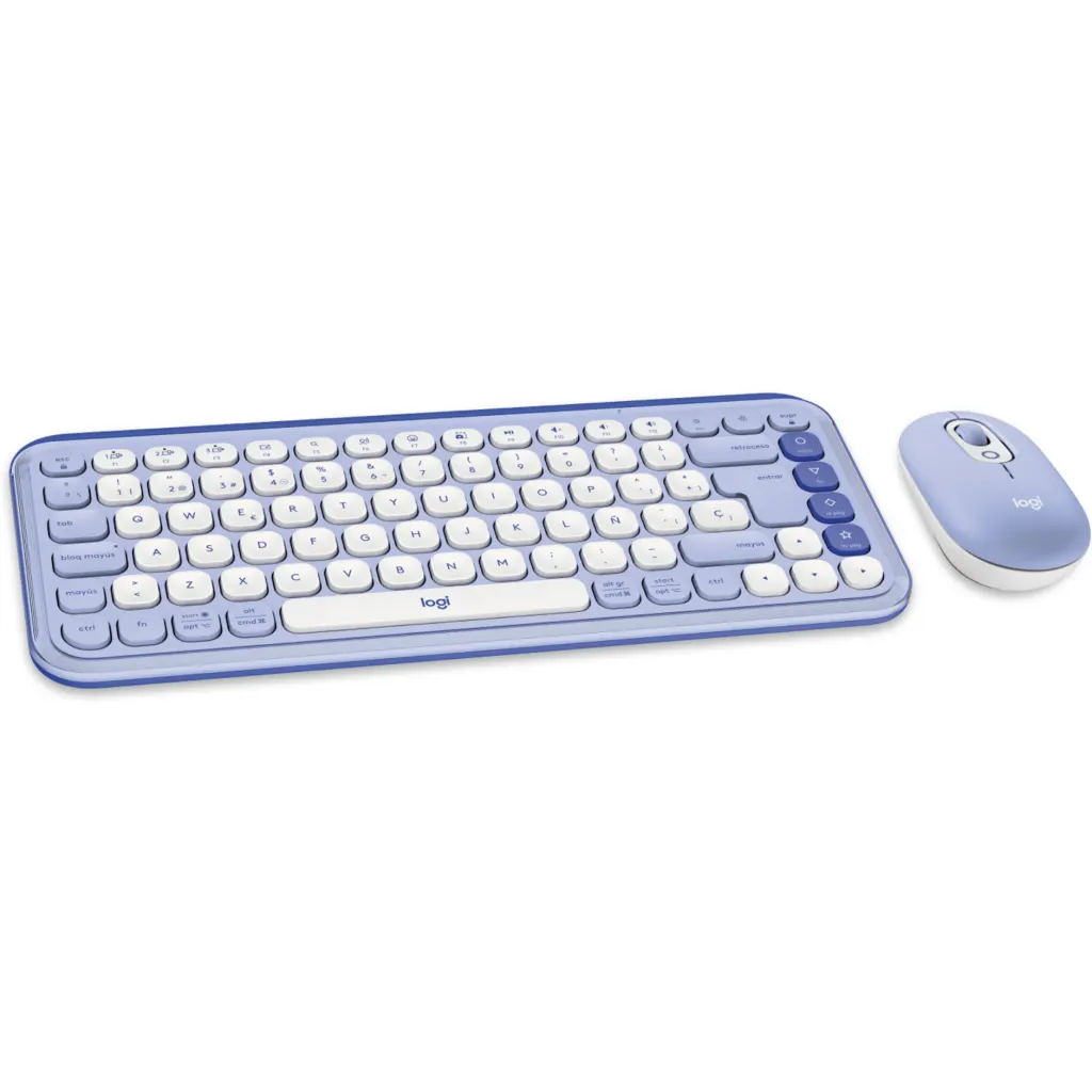 Imagen 1 de Kit Teclado Mouse Logitech Pop Icon Conectividad Inalámbrica BT Lila/Blanco