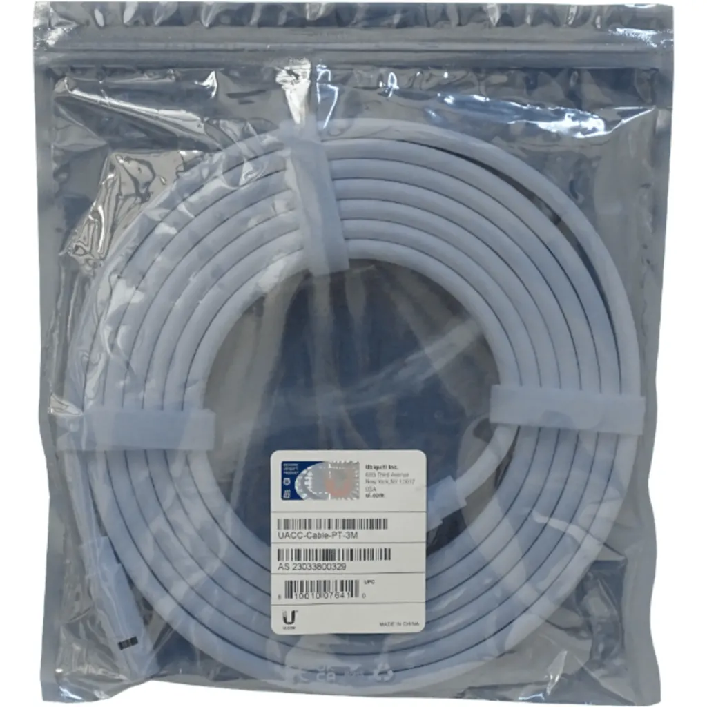 Imagen 2 de UISP UACC-CABLE-PT-3M UBIQUITI 3mt Cable TransPort TPE VW-1 para PT-120W 300cm UV-Exterior