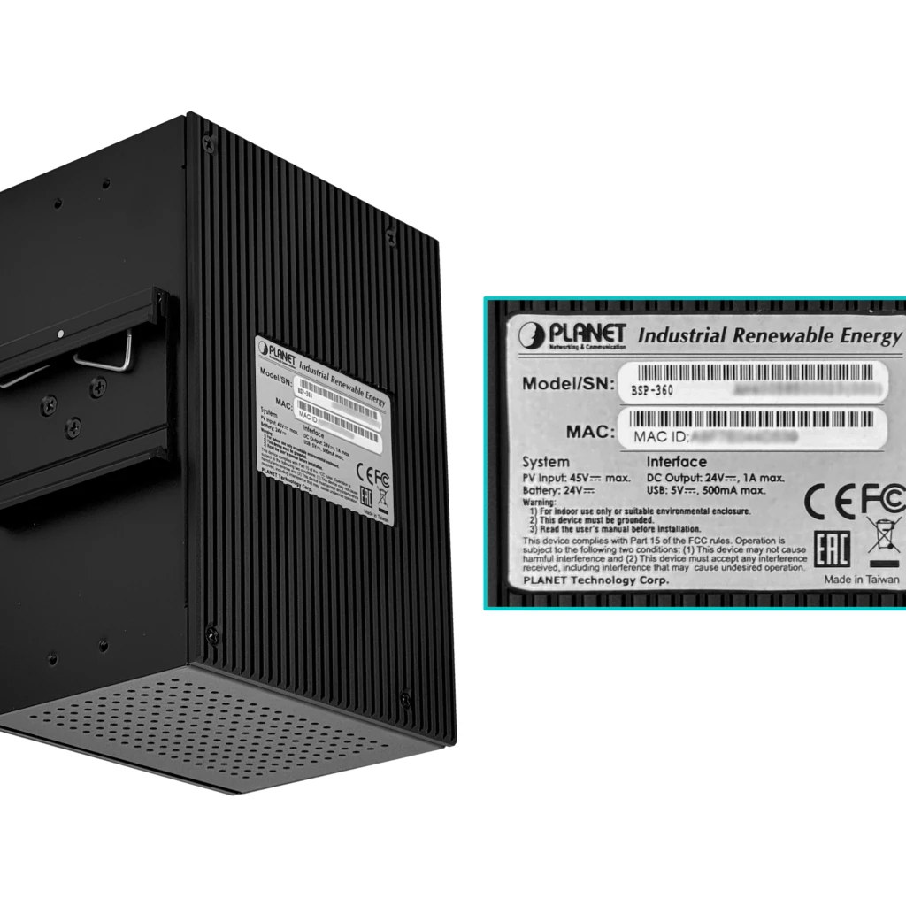 Imagen 2 de PLANET Switch Adm 5-1000-PoE+ CargaSolar PV24-45V/120W req-Bat24V Rdin
