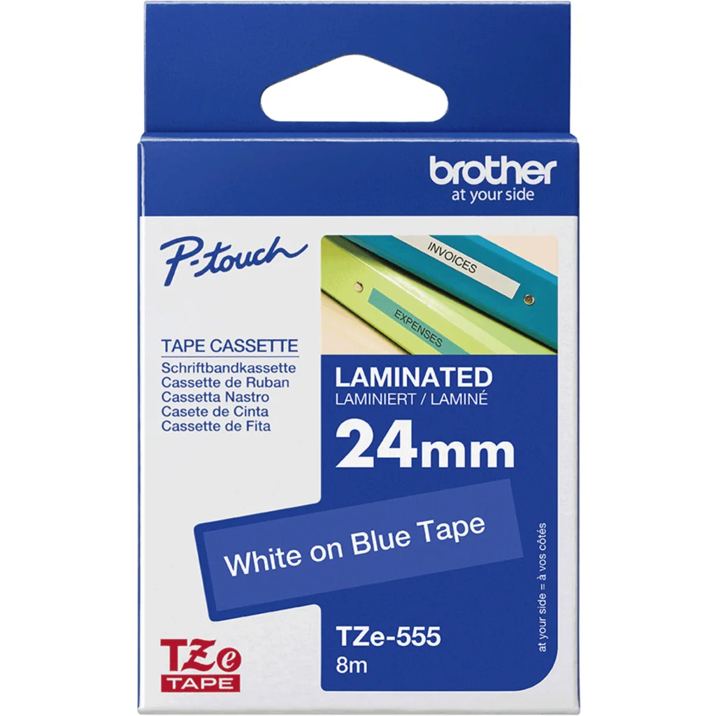Imagen 2 de TZe541. Cinta BROTHER 18mm Negro en Fondo Azul 8mt p/PT-E300VP/D600VP/E550WVP