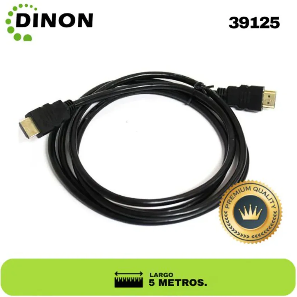 Cable HDMI M/M v1.4 1080p 5 mts Conectores Baño Oro Negro - Dinon