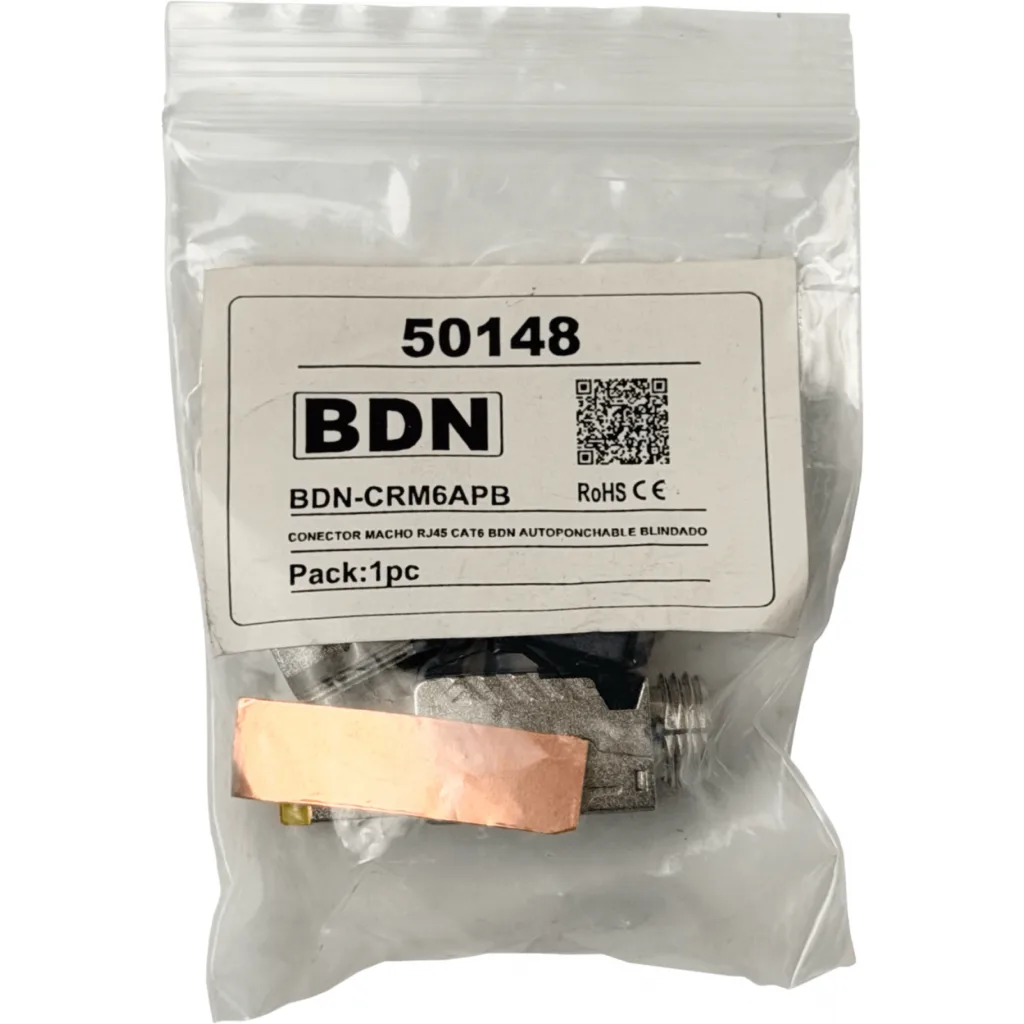 Imagen 1 de RJ45 Macho Blindado FTP Auto-Punchable Cat6 Unifilar Conector Metalico