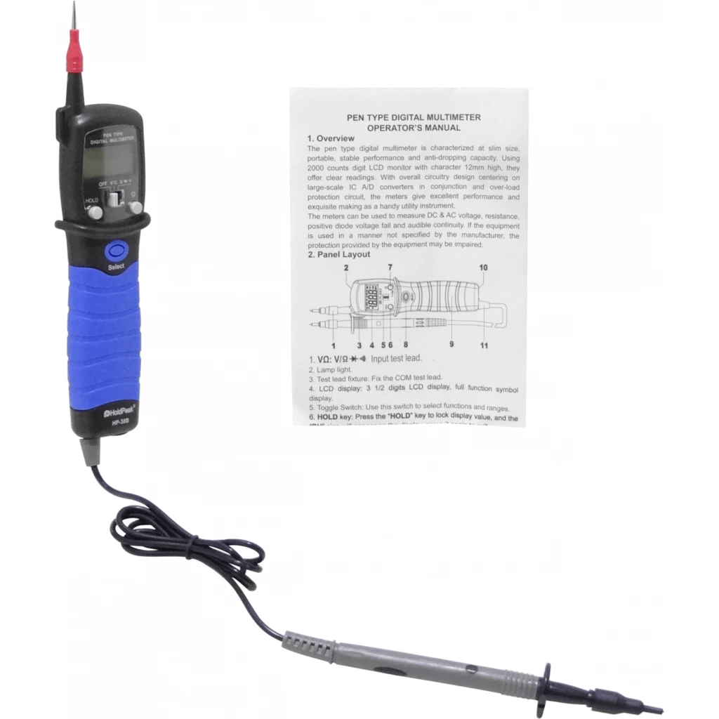 Multitester Directo 1-Pinza-Fija Digital req-2x-AAA 600VDC/AC HP-38B