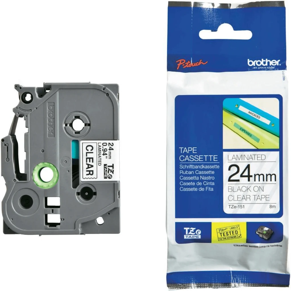 Imagen 2 de BROTHER CINTA TZE151 STD NEGRO SOBRE TRANSPARENTE 24MM