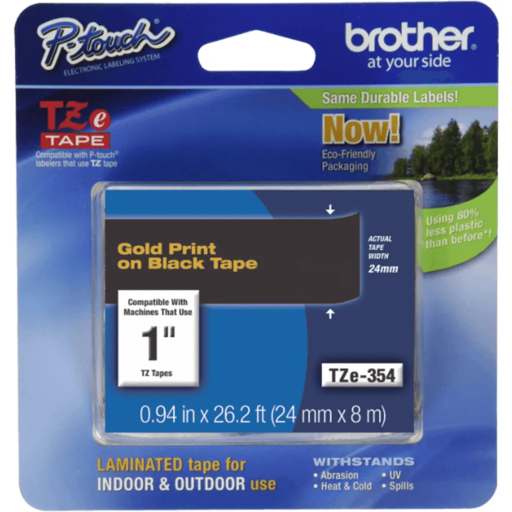 BROTHER 24mm Dorado en Fondo Negro Cinta 8mt p/PT-E550WVP/D600VP/P900W