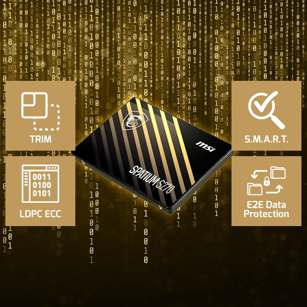 Imagen 3 de Unidad SSD MSI Spatium S270 480GB 2.5" 7mm SATA 3D NAND Lectura Hasta 500Mbps