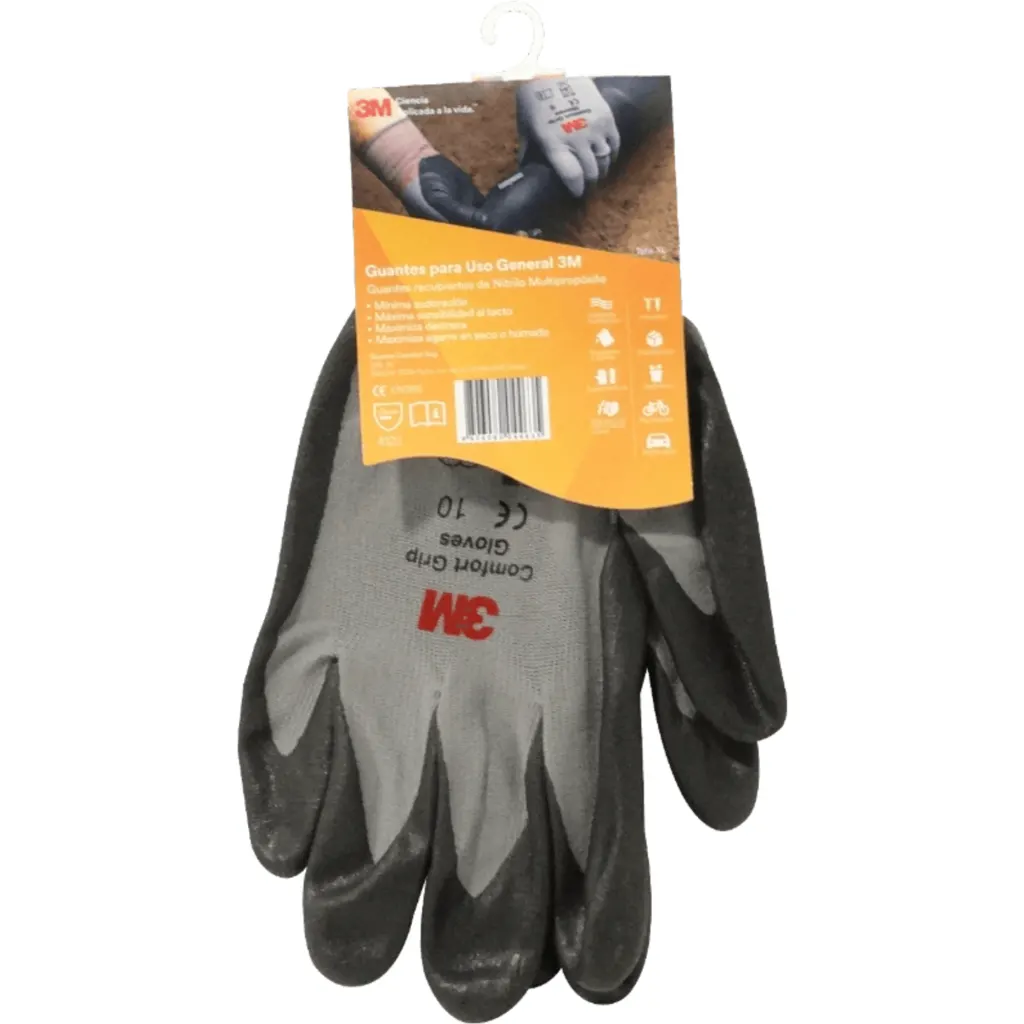 3M Talla-XL(10) Espuma Nitrilo Fibra Nylon Par Guantes