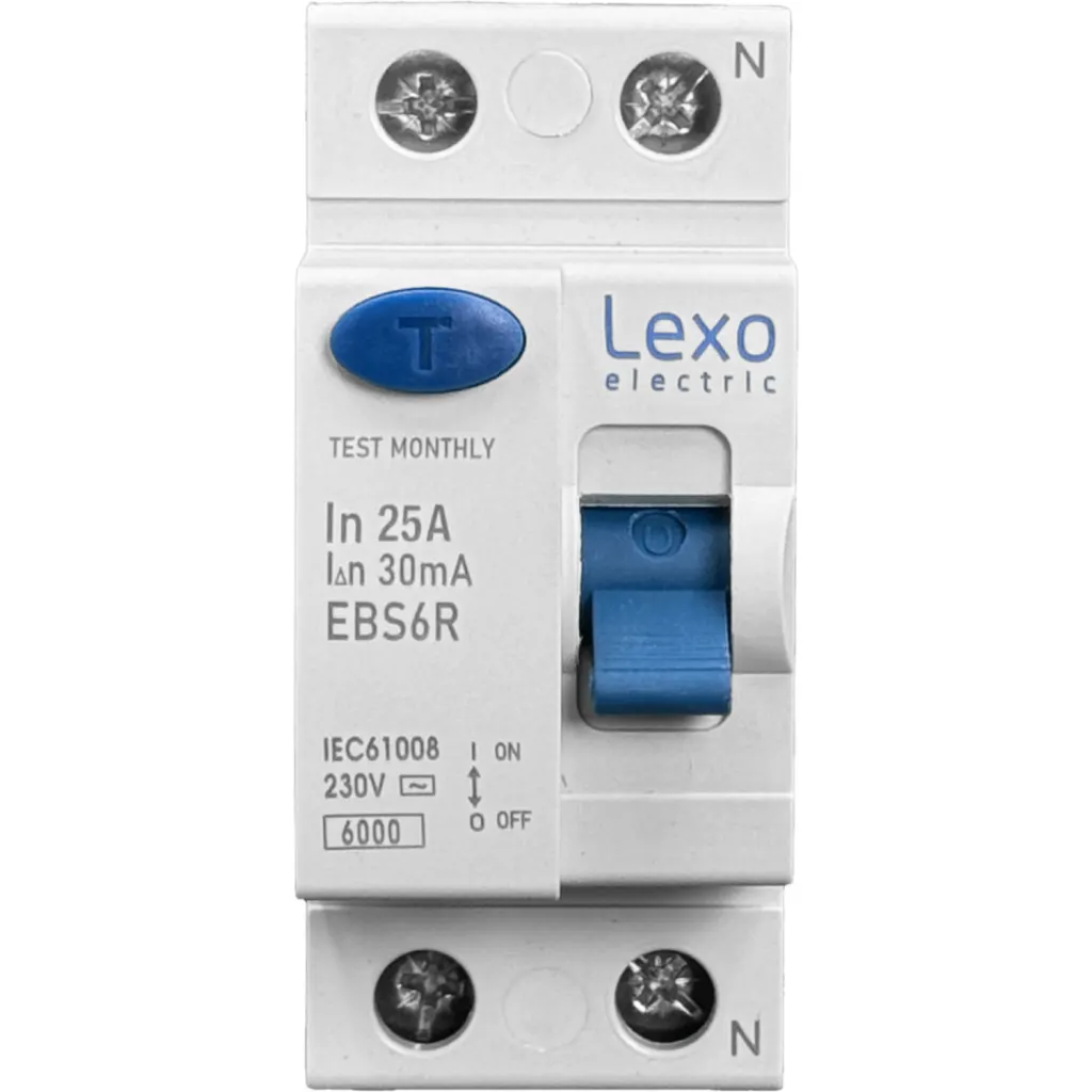 Imagen 3 de LEXO 2x25A 2P 30mA Interruptor Diferencial RKN Proteccion Riel-Din