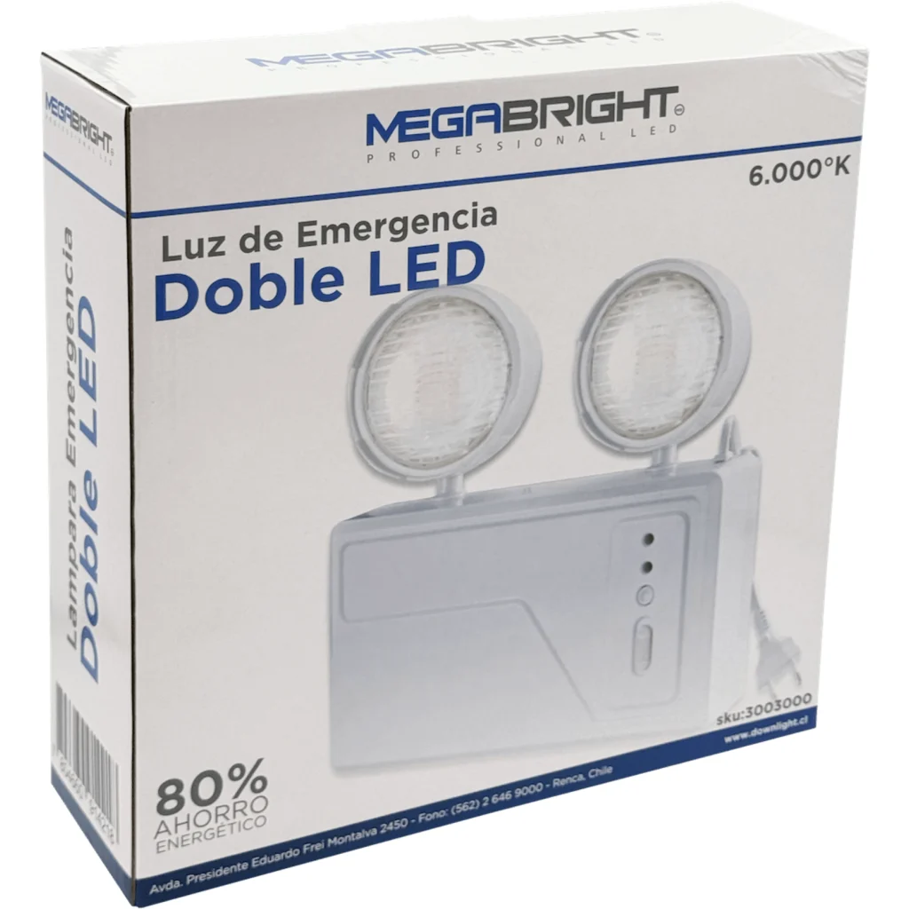 Imagen 4 de MEGABRIGHT 2-LED Luz Emergencia Bateria interna recargable 220VAC IP20