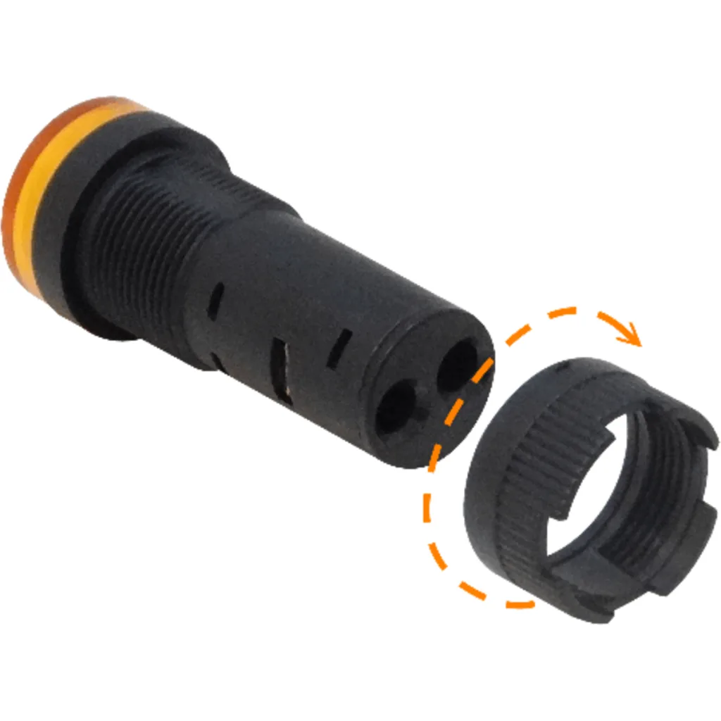 Imagen 1 de Naranjo LuzPiloto LED 220VAC 14mm-diametro 19mm-cabeza 45mm-altura