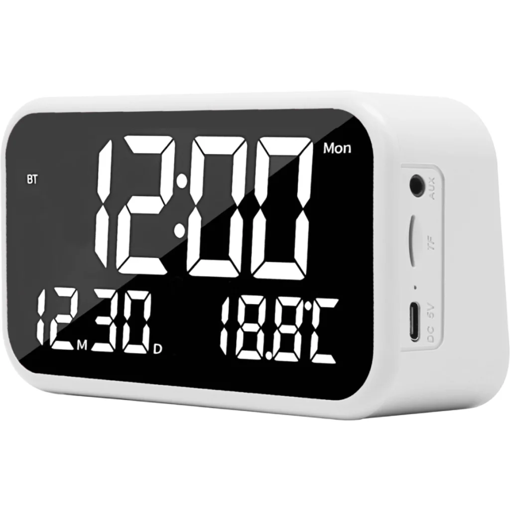 MLAB PARLANTE RADIO RELOJ DESPERTADOR TEMPERATURA CLIME CLOCK WHITE