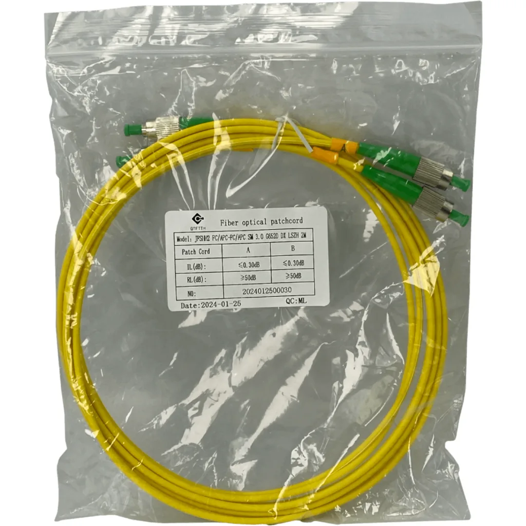 Imagen 2 de 2mt FC/APC-FC/APC MonoModo SM Duplex Jumper Cable Fibra 9/125um 3mm 