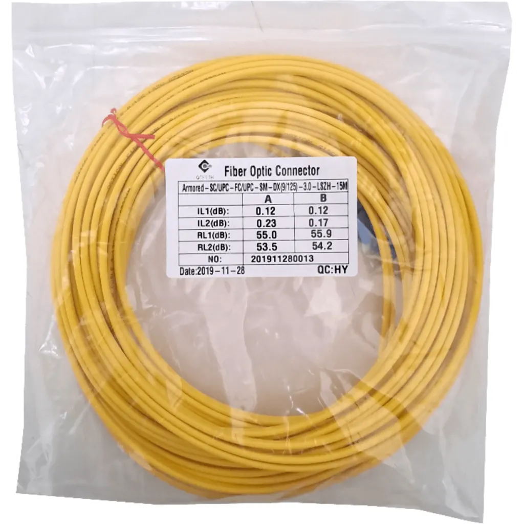 Imagen 1 de LSZH 15mt SC-FC MonoModo SM Duplex Jumper Cable Fibra 9/125um 3.0mm