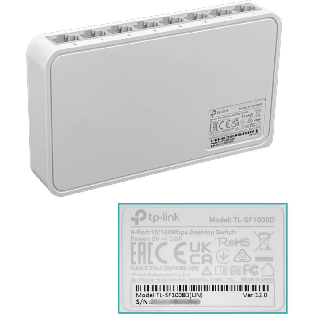Imagen 5 de Switch TP-Link TL-SF1008D 8 puertos RJ4510/100/Mbps Auto MDI / MDIX