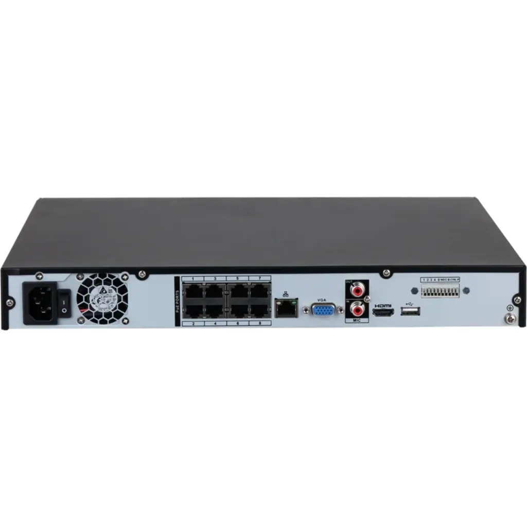 Imagen 2 de DHI-NVR4208-8P-E. NVR Dahua de 8 canales Serie 4xxx-EI 8 Puertos Poe soporta hasta 2 Discos Duros de hasta 16TB.