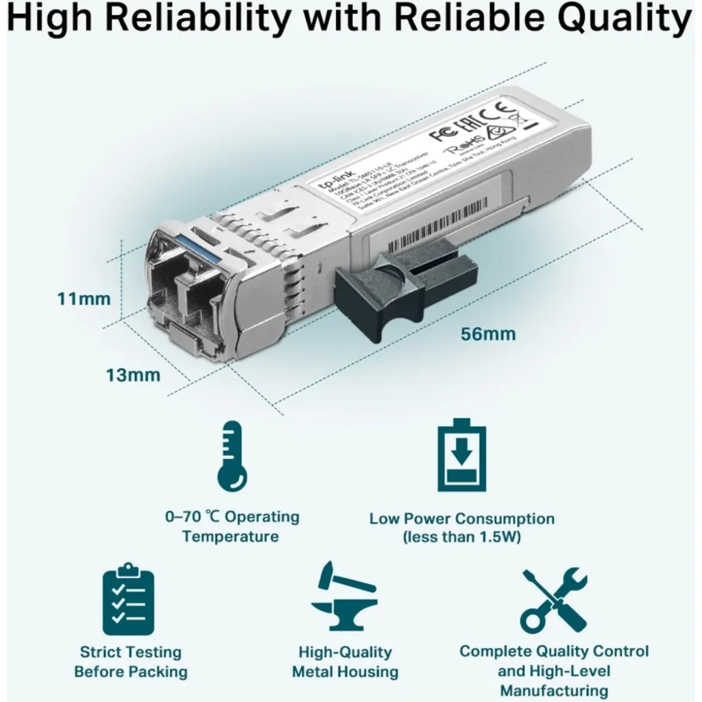 Imagen 6 de Transceptor TP-Link TL-SM5110-LR LC 10GBase-LR SFP+ monomodo Conecta en caliente