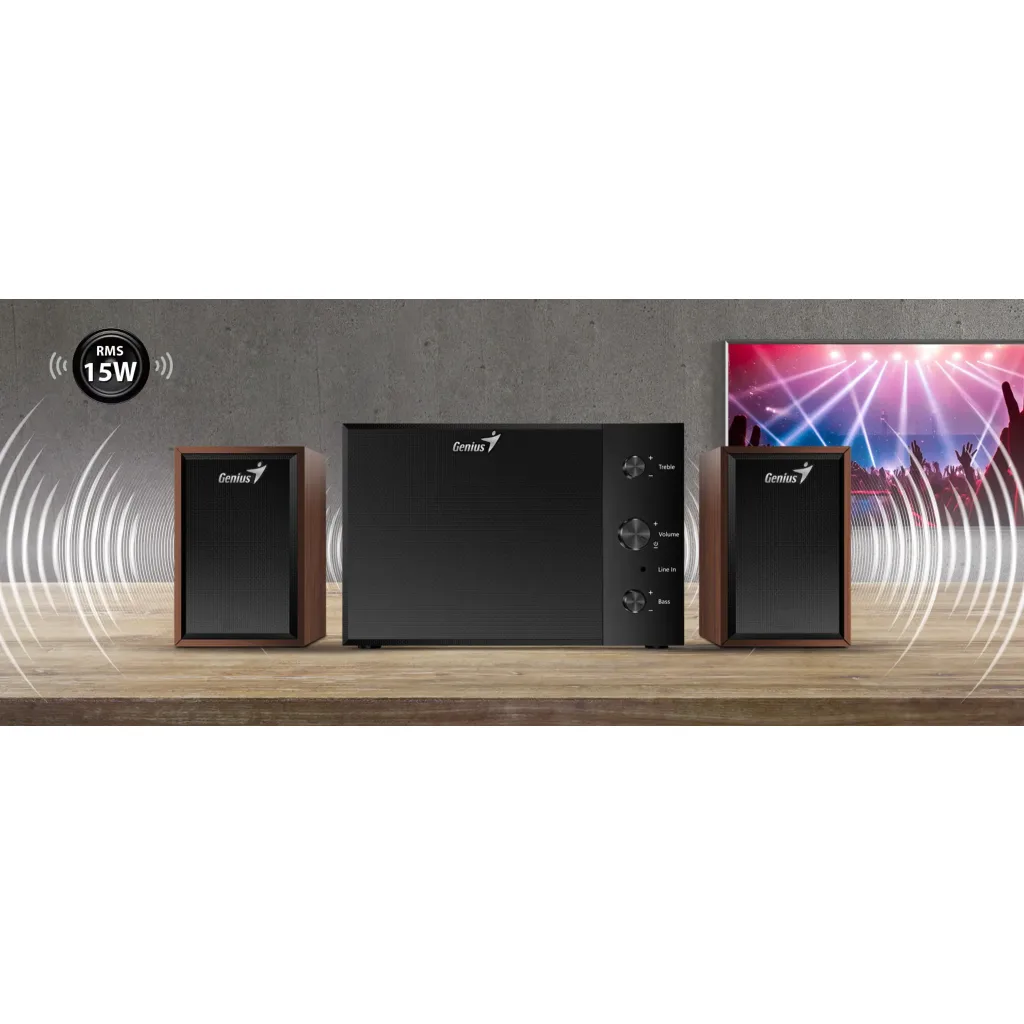 Imagen 5 de GENIUS SUBWOOFER MULTIMEDIA 2.1 TREBLE/BASS KNOB WOOD SW-2.1-350