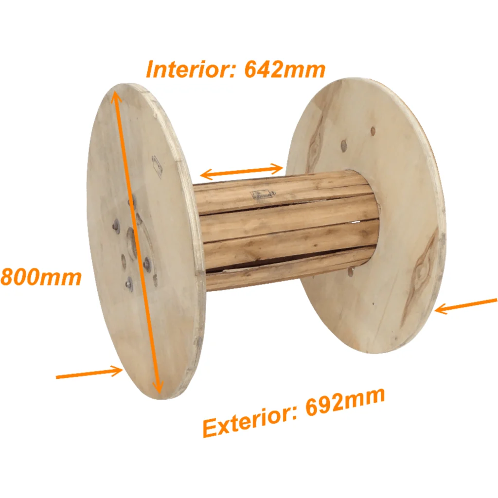 Imagen 1 de Diametro-80cm Ancho-70cm Carrete Vacio Madera p/Cable de Fibra Optica