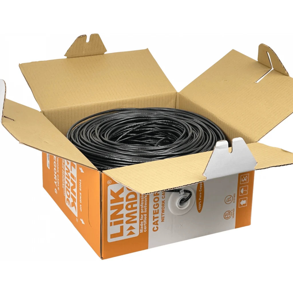 Imagen 1 de LINKMADE 305MTS UTP EXTERIOR-PE UNIFILAR NEGRO CAT6 COBRE 305 m