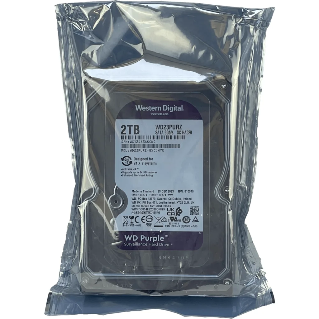 Imagen 2 de Disco Duro Western Digital Purple 2TB 3.5" 5400RPM SATA3 64MB p/Videovigilancia