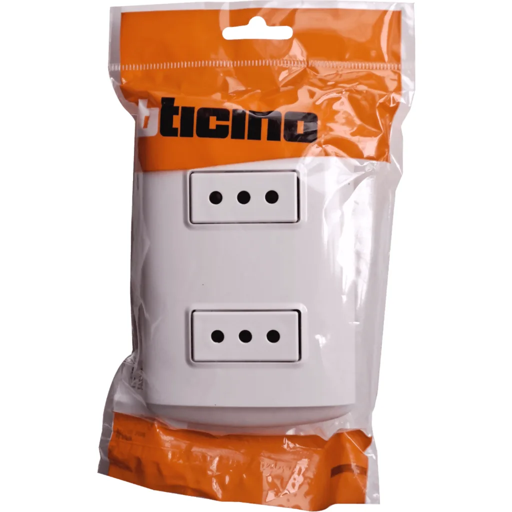 Imagen 1 de Enchufe Embutido Doble 2P+T 10A Blanco - Bticino 1208BN
