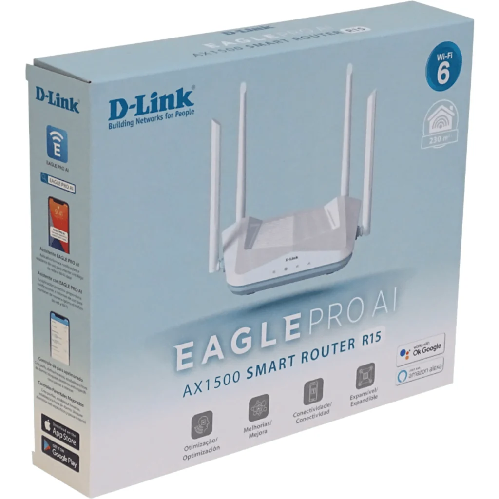 Imagen 4 de Router D-Link R15 AX1500 Wi-Fi 6 AI Doble banda 2,4GHz/5GHz, 3 LAN Ether 4 Anten