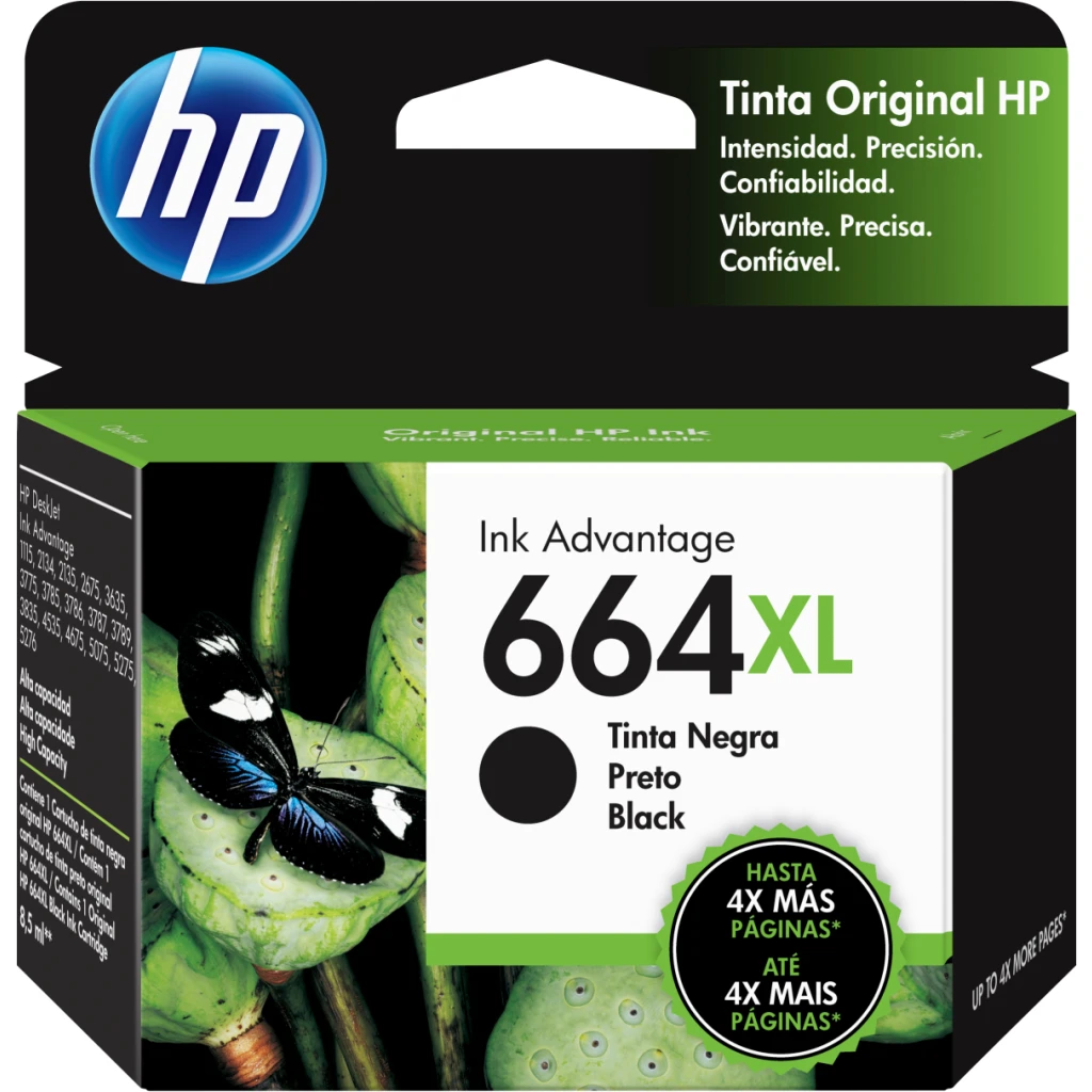 Cartridge HP 664XL Negro para Impr Deskjet IA 1115/2135/3635, 480 Pági. 8.5ml