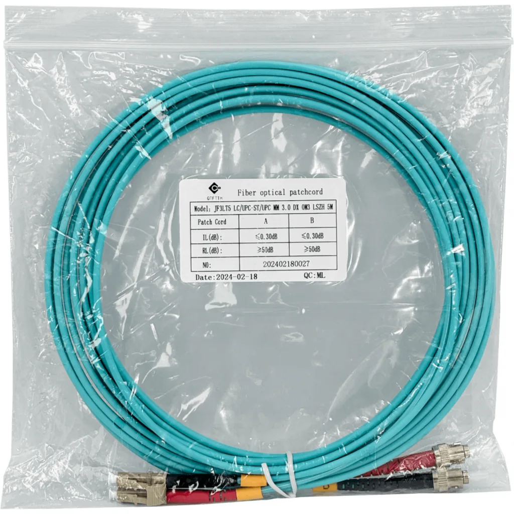 Imagen 1 de 5mt LC-ST OM3 Multimodo MM Duplex Jumper Fibra 3.0mm 50/125um
