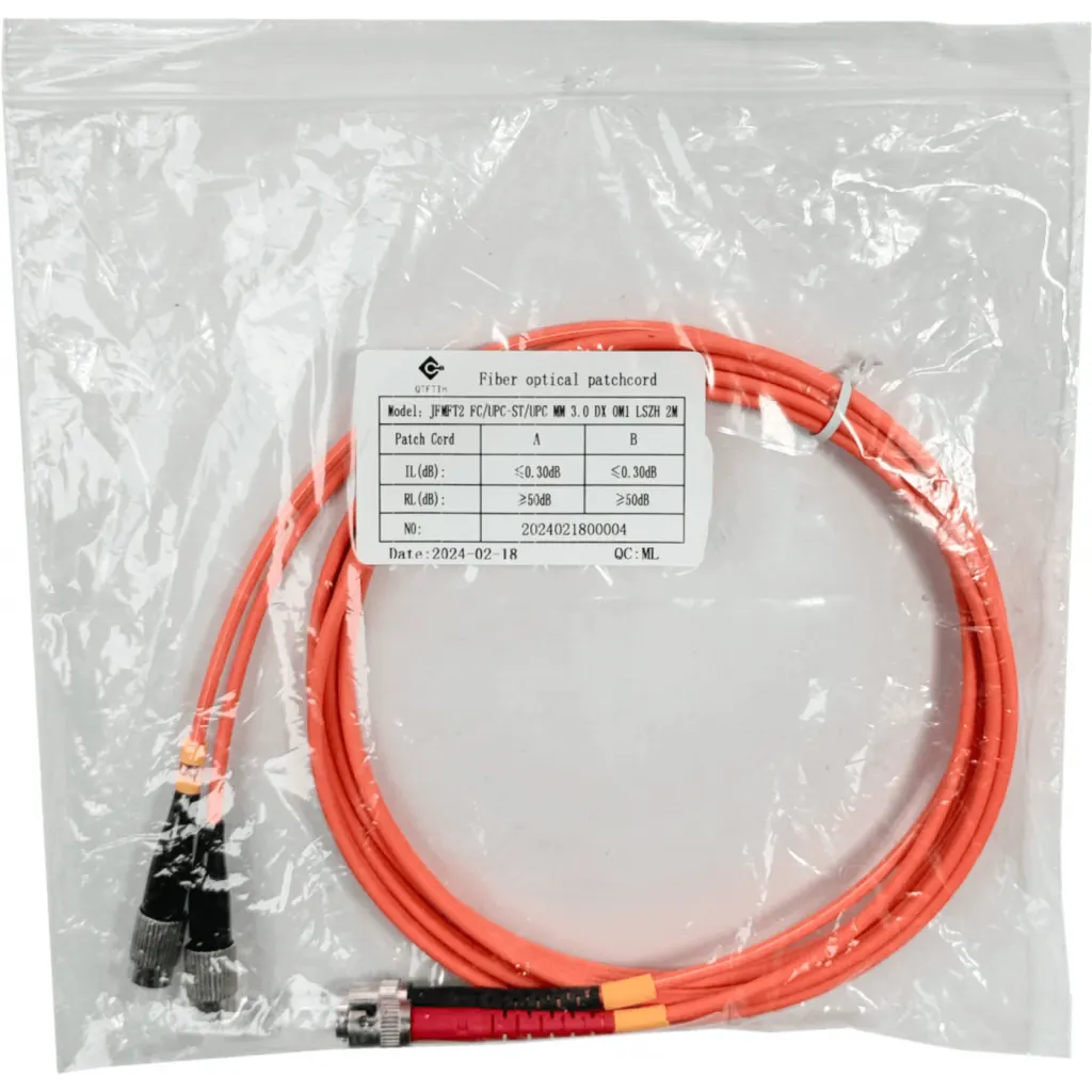 2mt FC-ST OM1 Multimodo MM Duplex Jumper Fibra 62.5/125um LSZH
