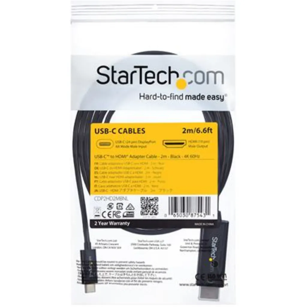 Imagen 5 de Cable Adaptador USB Tipo-C a HDMI M/M UHD 4K 3840x2160 60Hz 2mt Negro - StarTech
