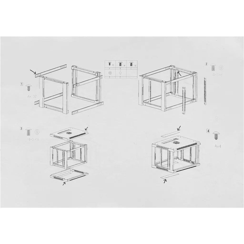 Imagen 4 de LINKMADE Desarmado 6U 100cm-Fondo Gabinete Rack Negro 1000mm