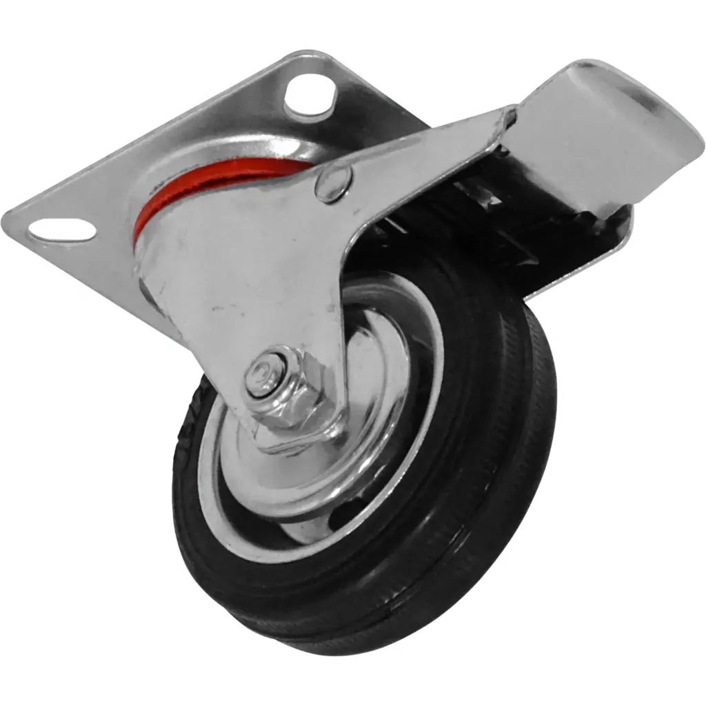 Imagen 1 de FERRETOOLS Rueda 3-pulg c/Freno Giratoria Negro Soporta-30Kg 65x81x98m
