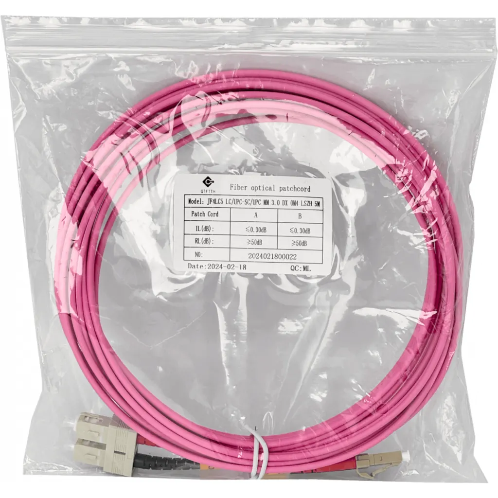 LSZH 5mt LC-SC OM4 MultiModo MM Duplex Jumper Fibra 3.0mm 50/125um