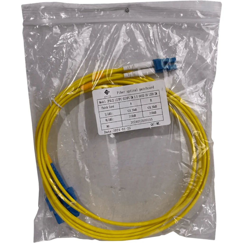 2mt LC-SC/UPC MonoModo SM Duplex Jumper Cable Fibra 9/125um 3mm