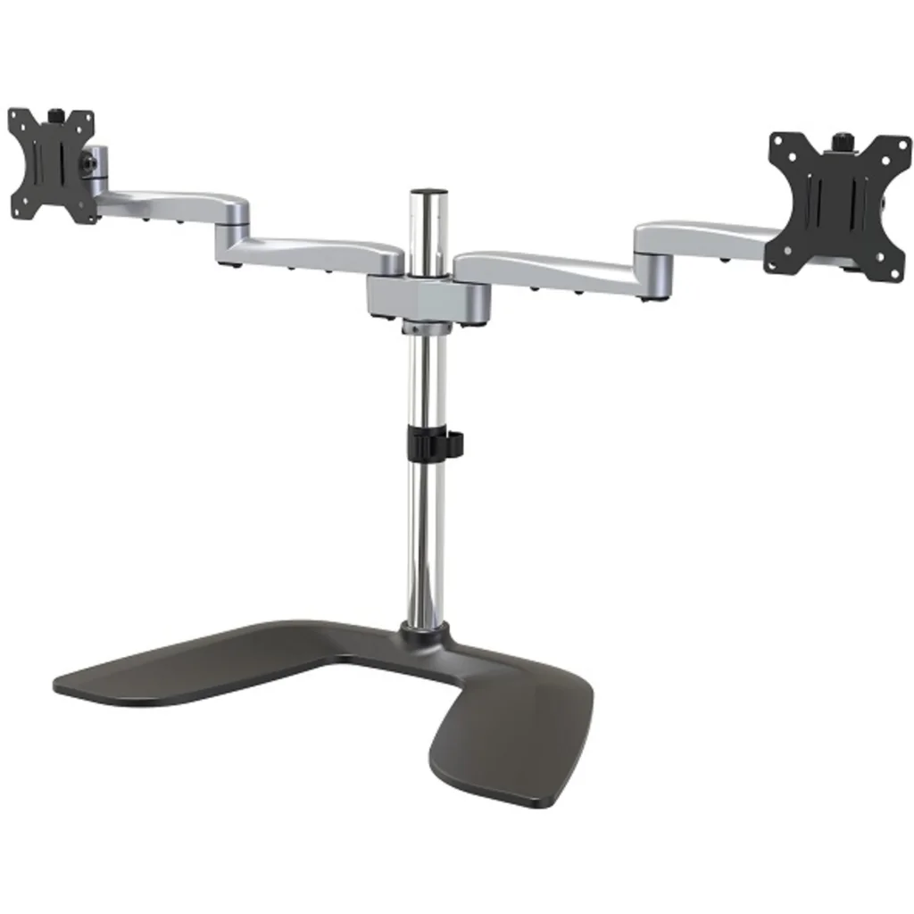 StarTech.com Brazo de Soporte VESA Articulado para 2 Monitores de hasta 32 Pulgadas - de Acero y Aluminio - Base para 2 monitores - plástico, aluminio, acero - negro, plata - tamaño de pantalla: 32" - escritorio