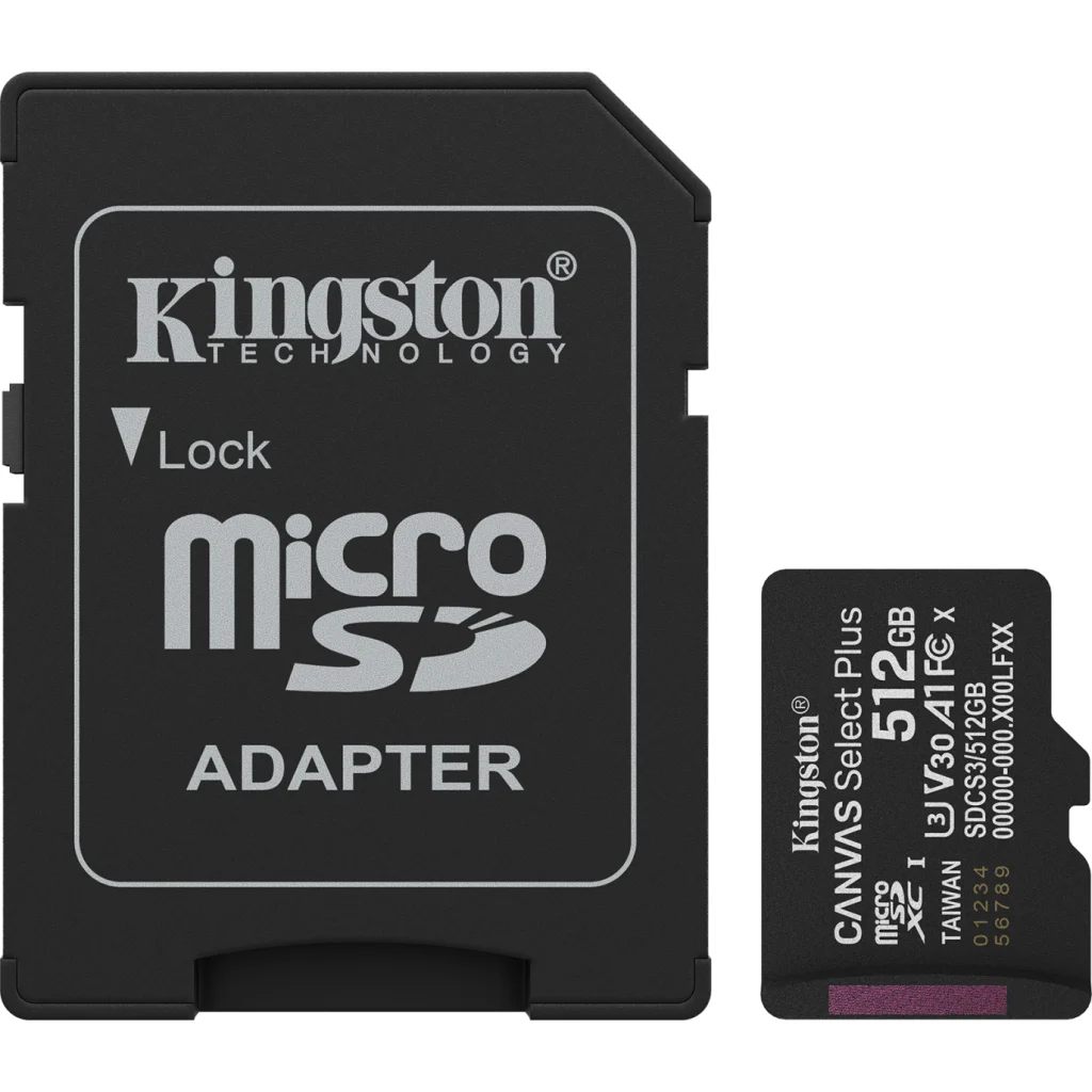 Memoria microSDXC 512GB Kingston Canvas Select Plus Clase 10 A1 Lec150MB/s