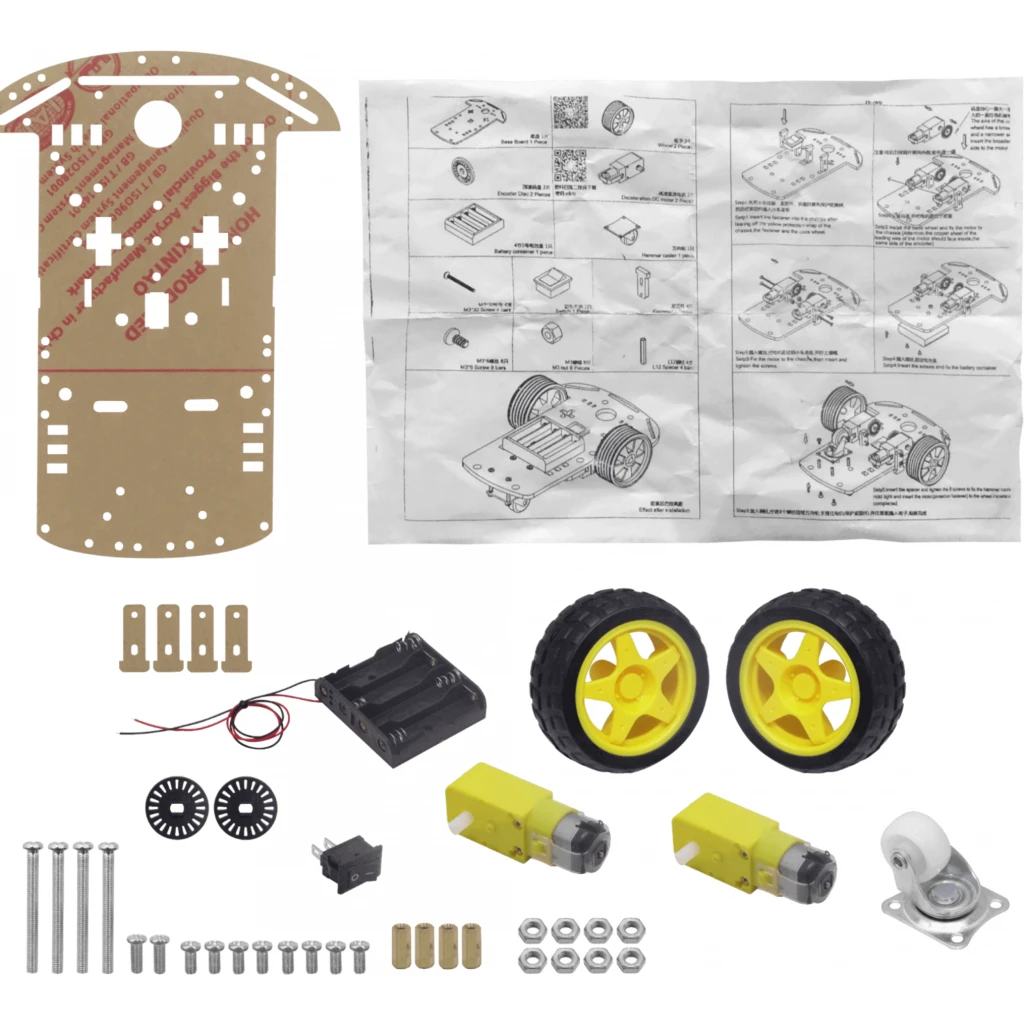 Kit Carrito para armar auto 3-ruedas robotica requiere Arduino