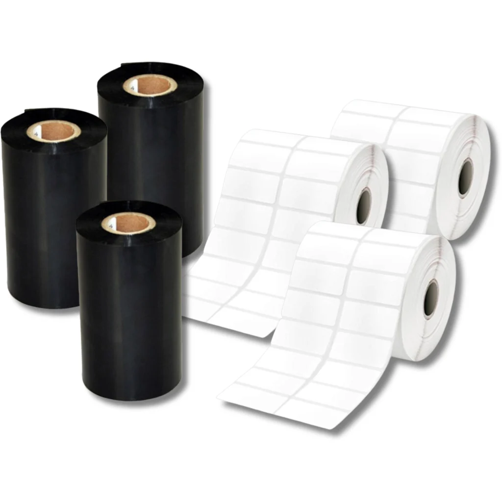 PACK 3 Rollos 3800 Etiq Autoad.blancas s/brillo 50x30 buje 1" 2 UP 3 CintaTTR