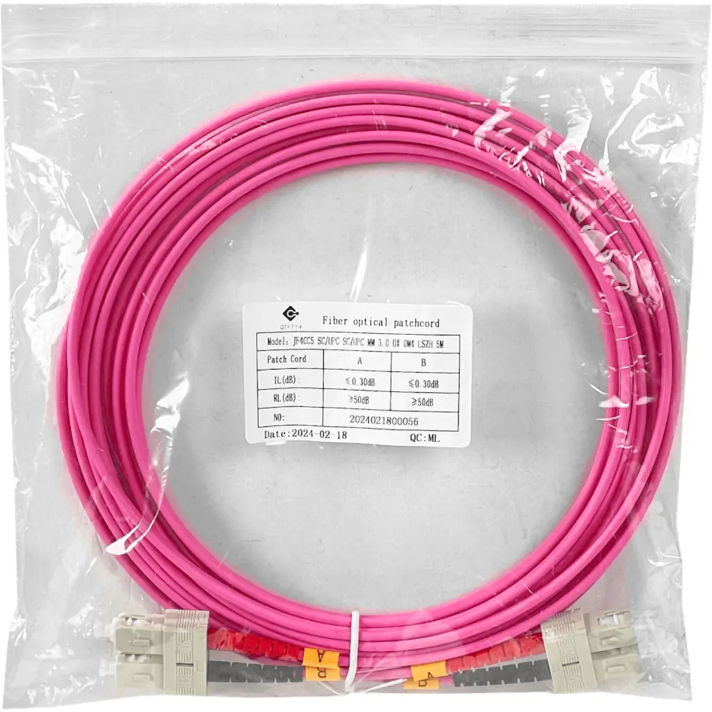 LSZH 5mt SC-SC OM4 MultiModo MM Duplex Jumper Fibra 50/125um 3mm